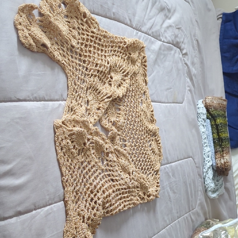 Elegant Tan Crochet Wrap